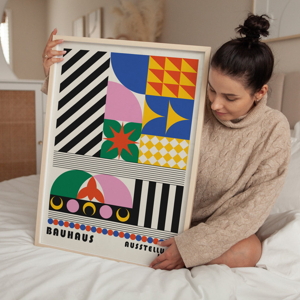 Bauhaus Retro Maze Coloured Patterns wall - art - picture - poster