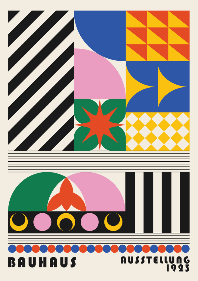 Bauhaus Retro Maze Coloured Patterns