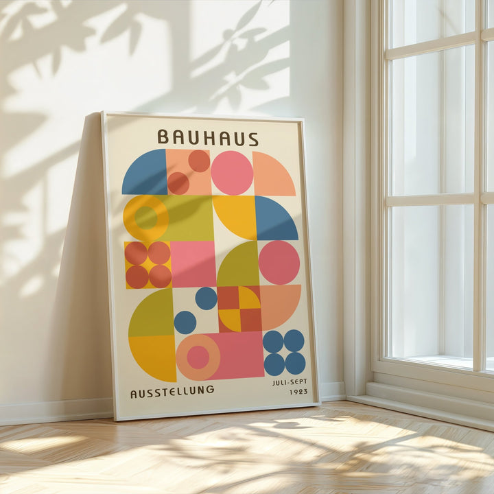 Bauhays Matrix Pattern Colours Wall Art,dining room,timber border