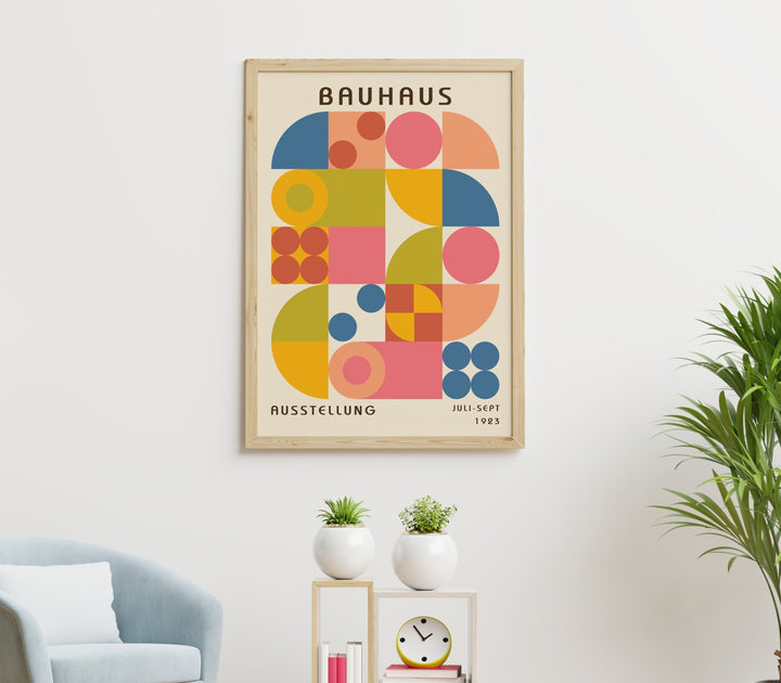 Bauhays Matrix Pattern Colours Wall Art,dining room,timber border