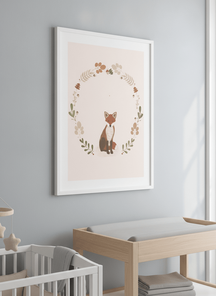 Soft neutral wall art styled in a serene nursery with pastel tones