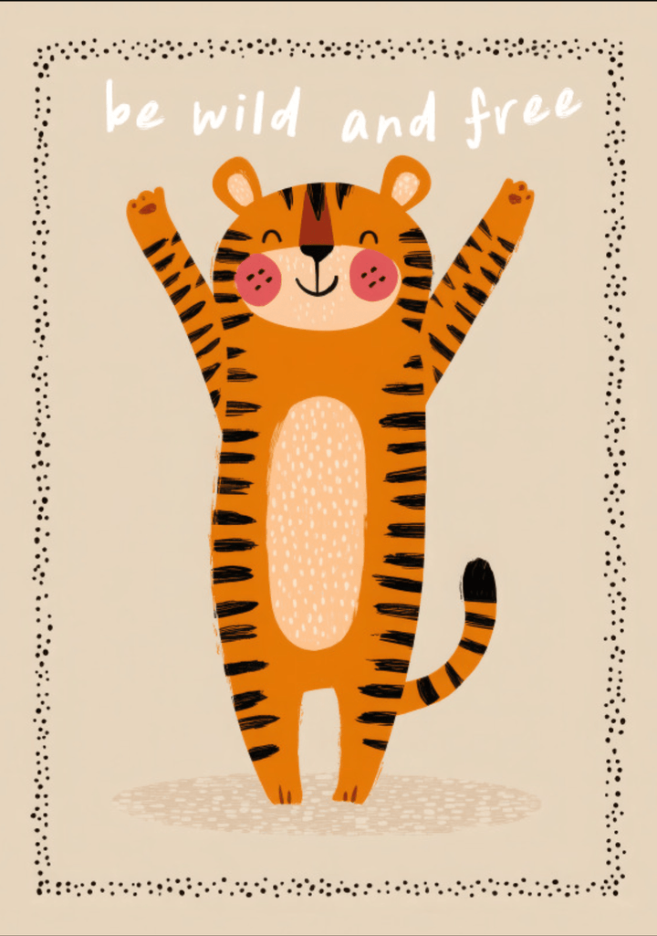 Be Wild and Free Tiger Kids Print,frame