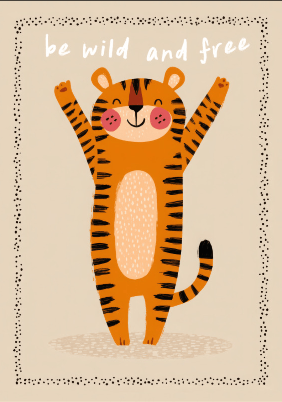 Be Wild and Free Tiger Kids Print