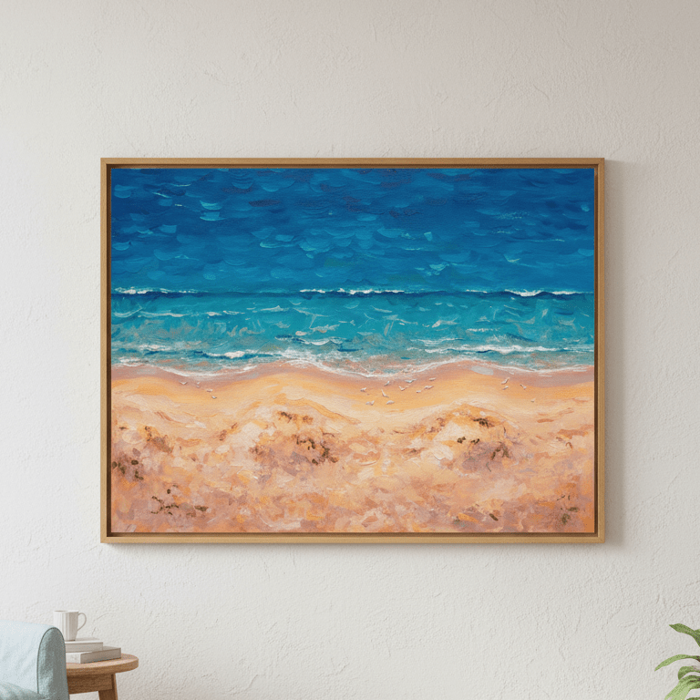 Beach Birds Eye Landscape Brushstrokes Painting Wall Art wall - art - picture - poster