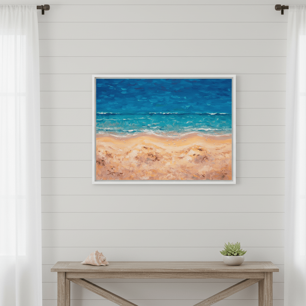 Beach Birds Eye Landscape Brushstrokes Painting Wall Art wall - art - picture - poster