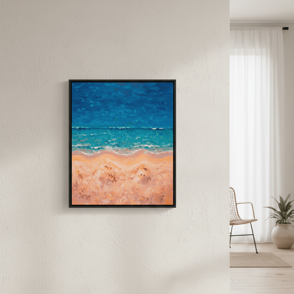 Beach Birds Eye Portrait Brushstrokes Painting Wall Art wall - art - picture - poster