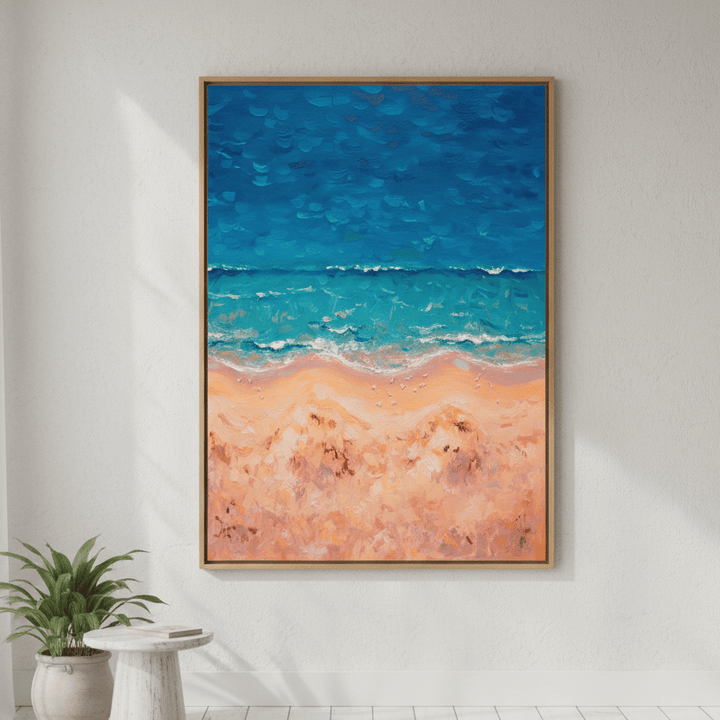 Beach Birds Eye Portrait Brushstrokes Painting Wall Art wall - art - picture - poster