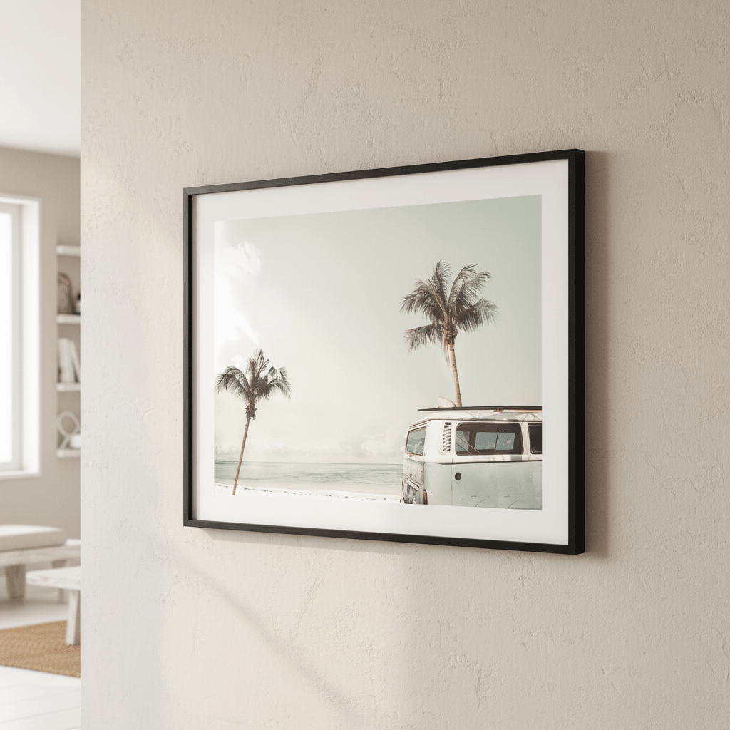Beach Camper Van Landscape Photograph wall - art - picture - poster