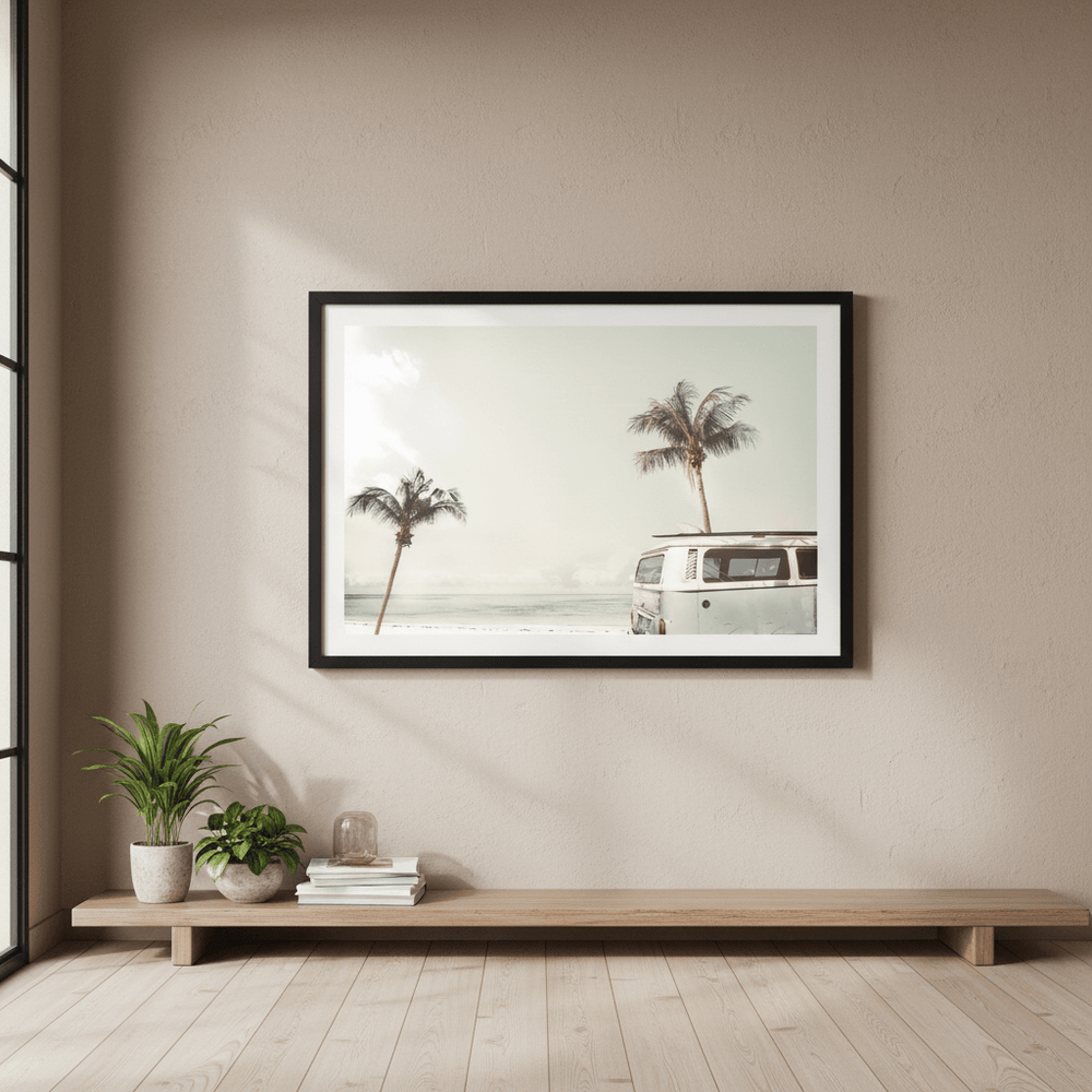 Beach Camper Van Landscape Photograph wall - art - picture - poster