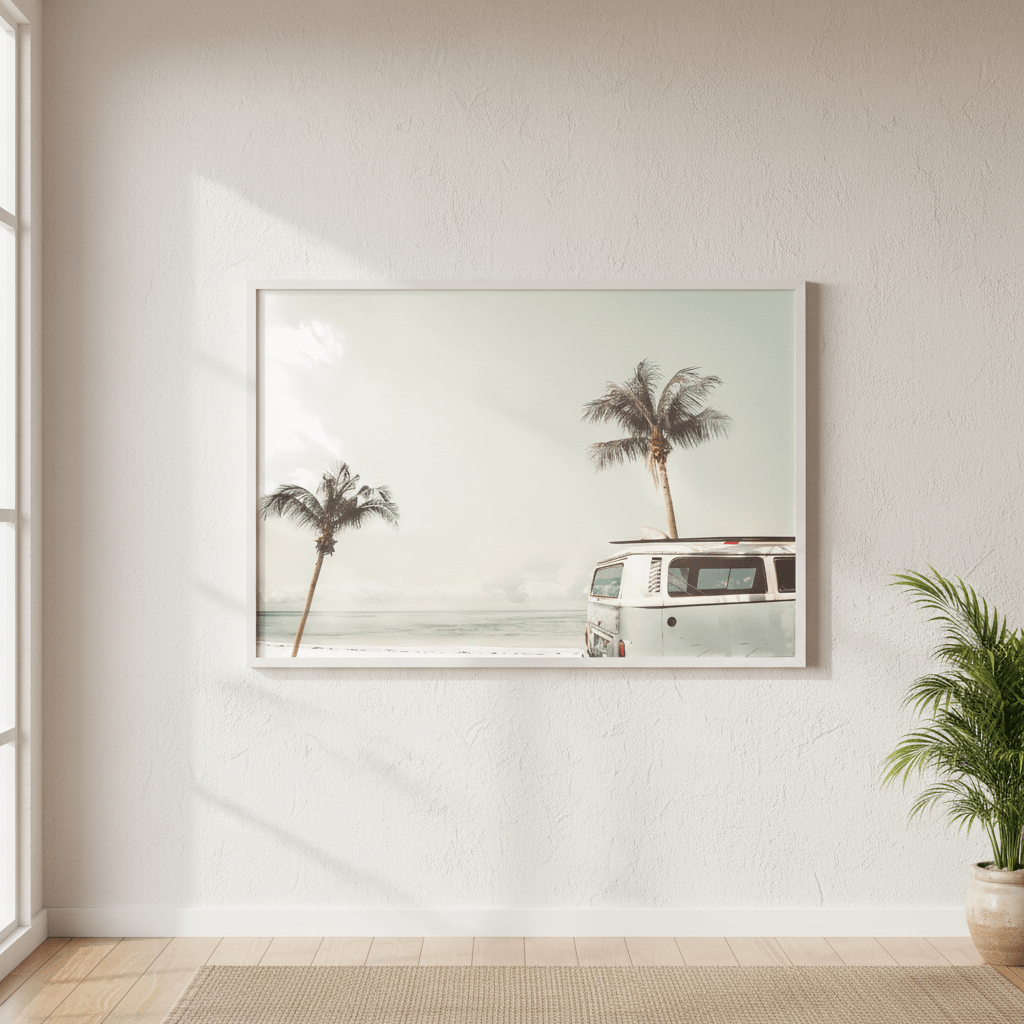 Beach Camper Van Landscape Photograph wall - art - picture - poster
