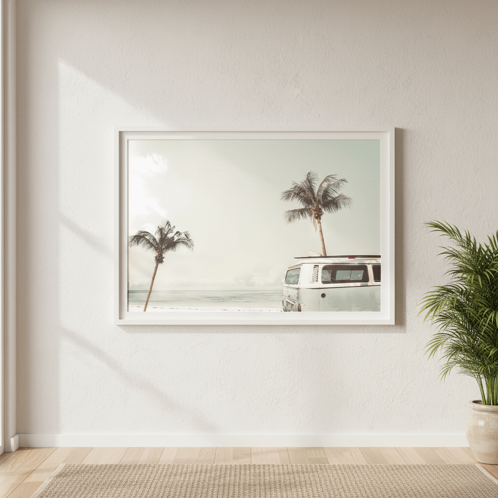 Beach Camper Van Landscape Photograph wall - art - picture - poster