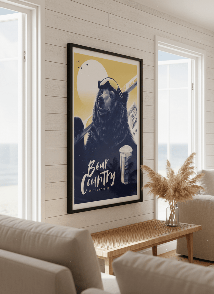 Neutral wall art displayed in a sunny coastal beach house