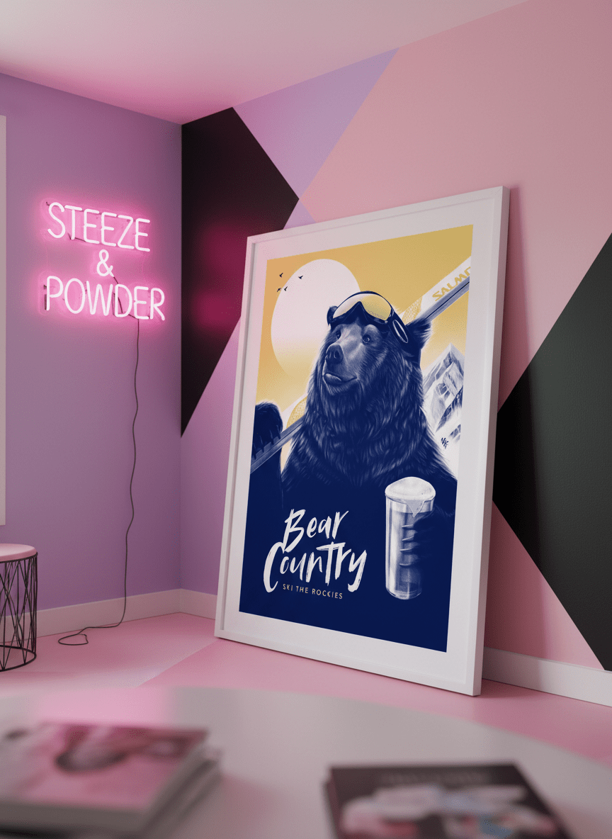Bold wall art styled in a colourful, eclectic modern home