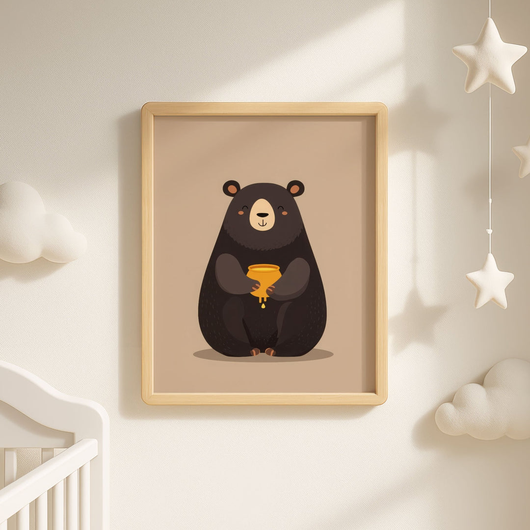 Bear Honey Children's Nursery Print wall - art - picture - poster