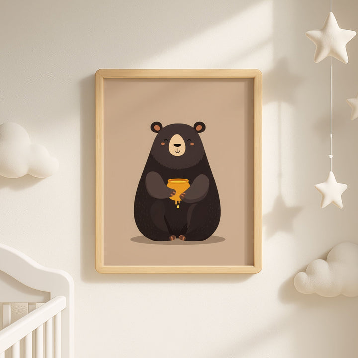 Bear Honey Children's Nursery Print wall - art - picture - poster