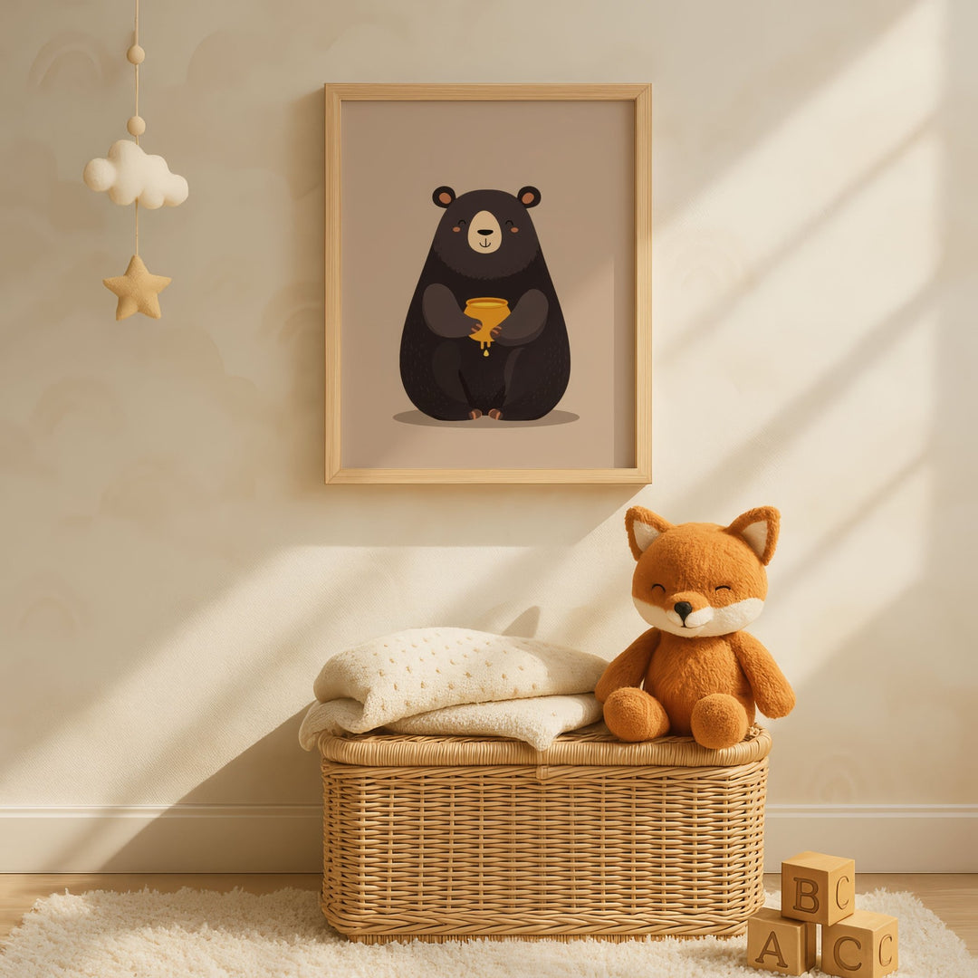 Bear Honey Children's Nursery Print wall - art - picture - poster