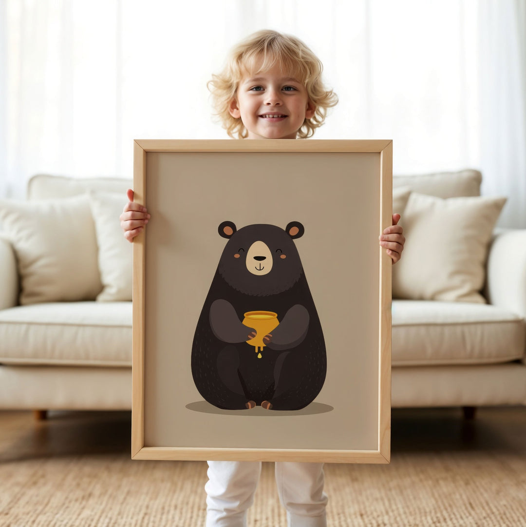 Bear Honey Children's Nursery Print wall - art - picture - poster