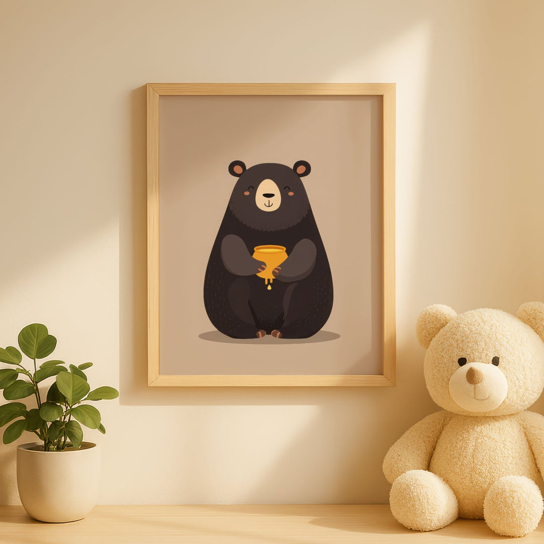 Bear Honey Children's Nursery Print wall - art - picture - poster