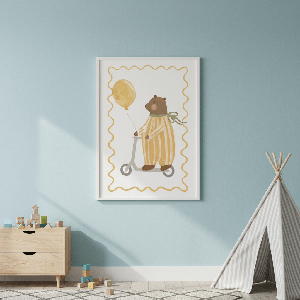Bear on a Scooter by Menina Lisboa wall - art - picture - poster