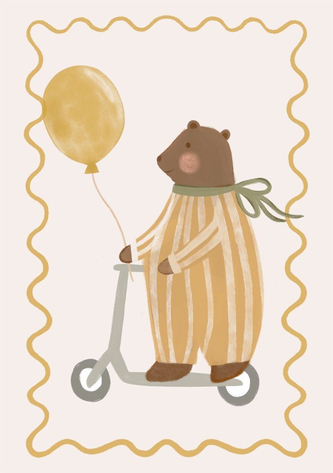 Bear on a Scooter by Menina Lisboa