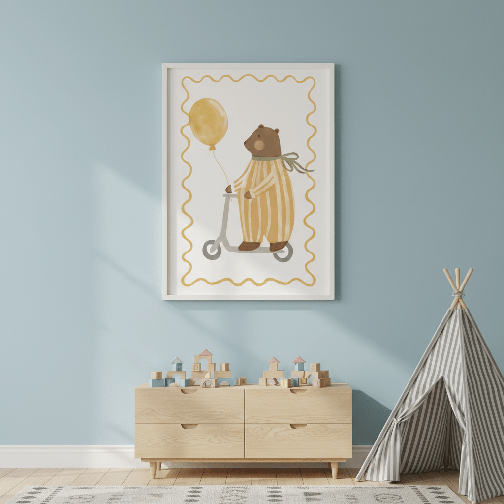 Bear on a Scooter by Menina Lisboa wall - art - picture - poster