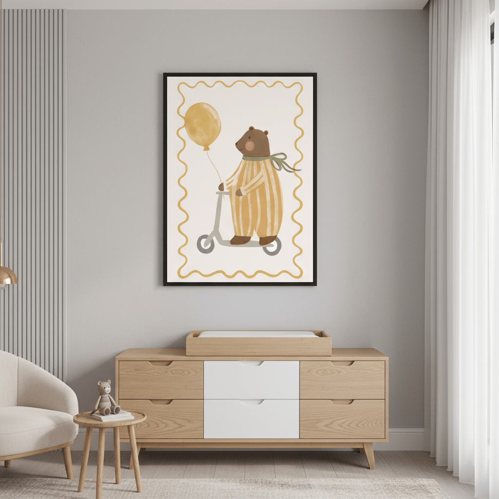 Bear on a Scooter by Menina Lisboa wall - art - picture - poster