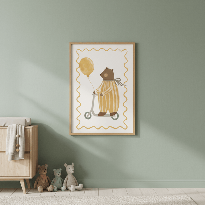 Bear on a Scooter by Menina Lisboa wall - art - picture - poster