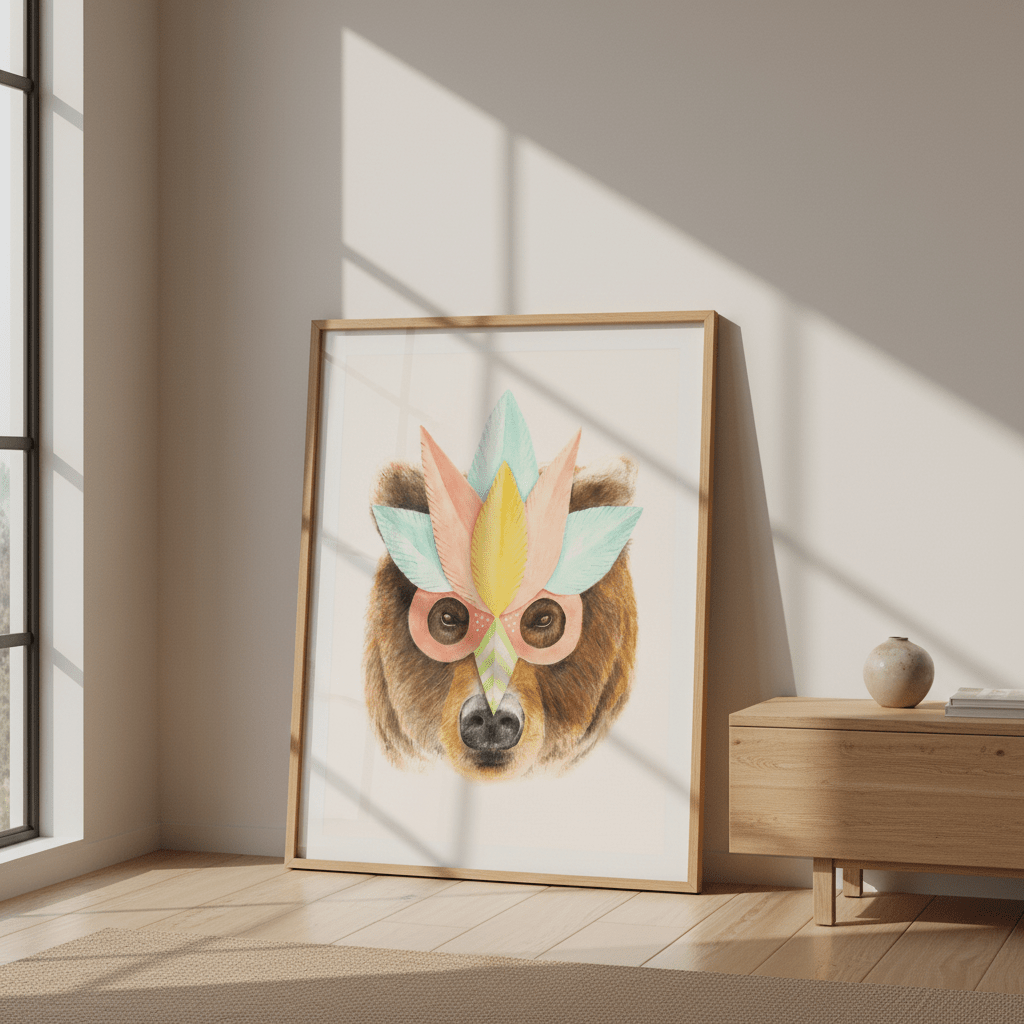 Bear Paper Mask by Florent Bodart wall - art - picture - poster