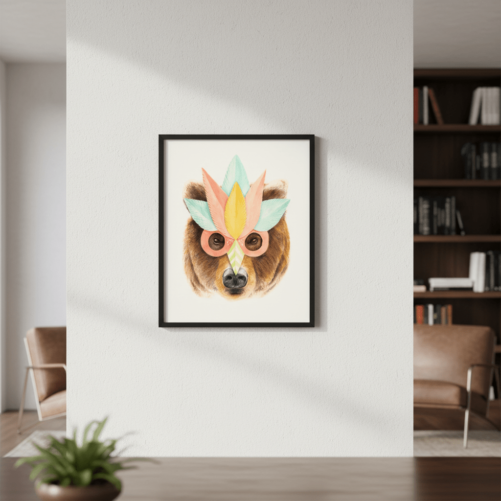Bear Paper Mask by Florent Bodart wall - art - picture - poster
