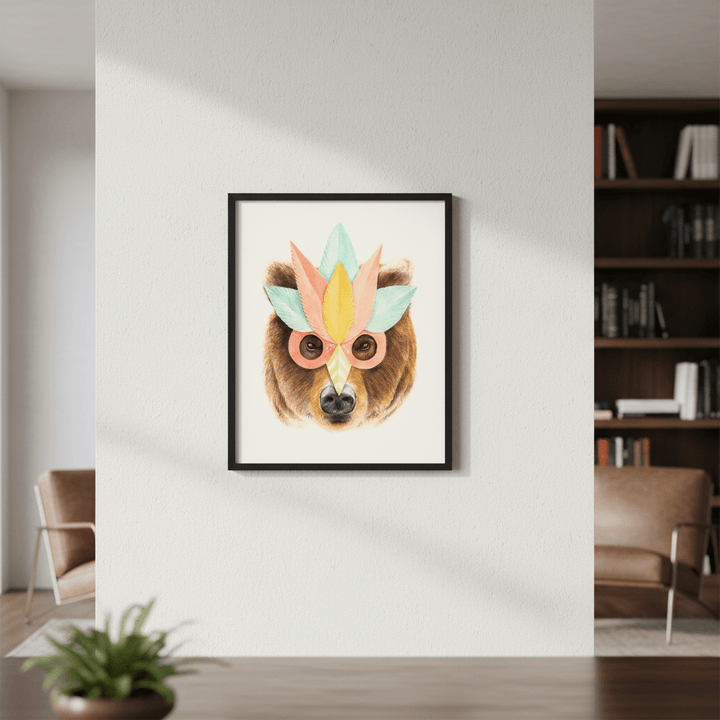 Bear Paper Mask by Florent Bodart wall - art - picture - poster