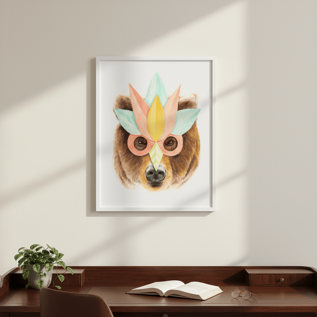 Bear Paper Mask by Florent Bodart wall - art - picture - poster