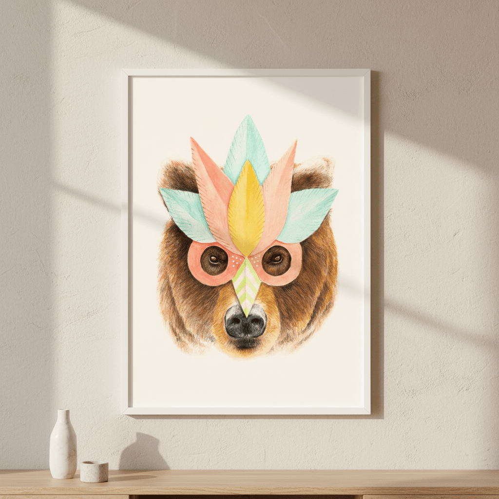 Bear Paper Mask by Florent Bodart wall - art - picture - poster