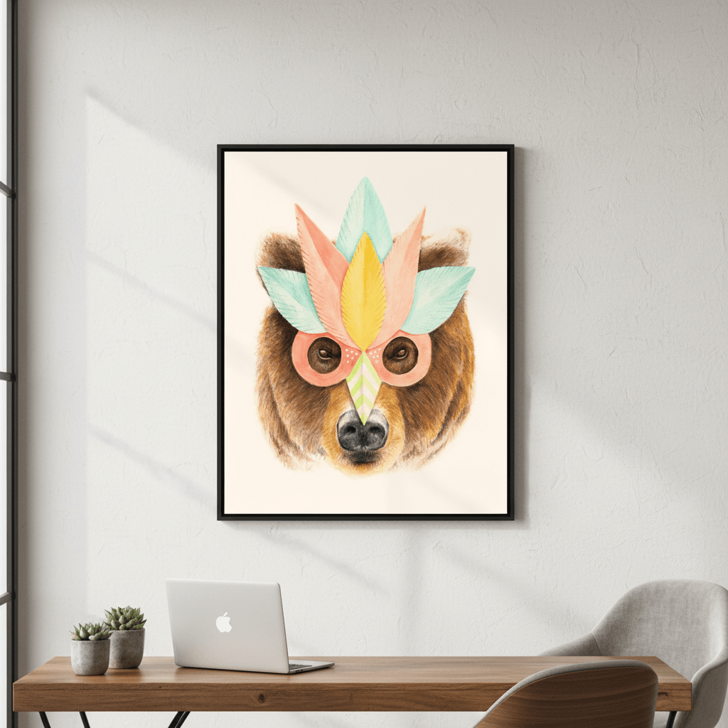 Bear Paper Mask by Florent Bodart wall - art - picture - poster