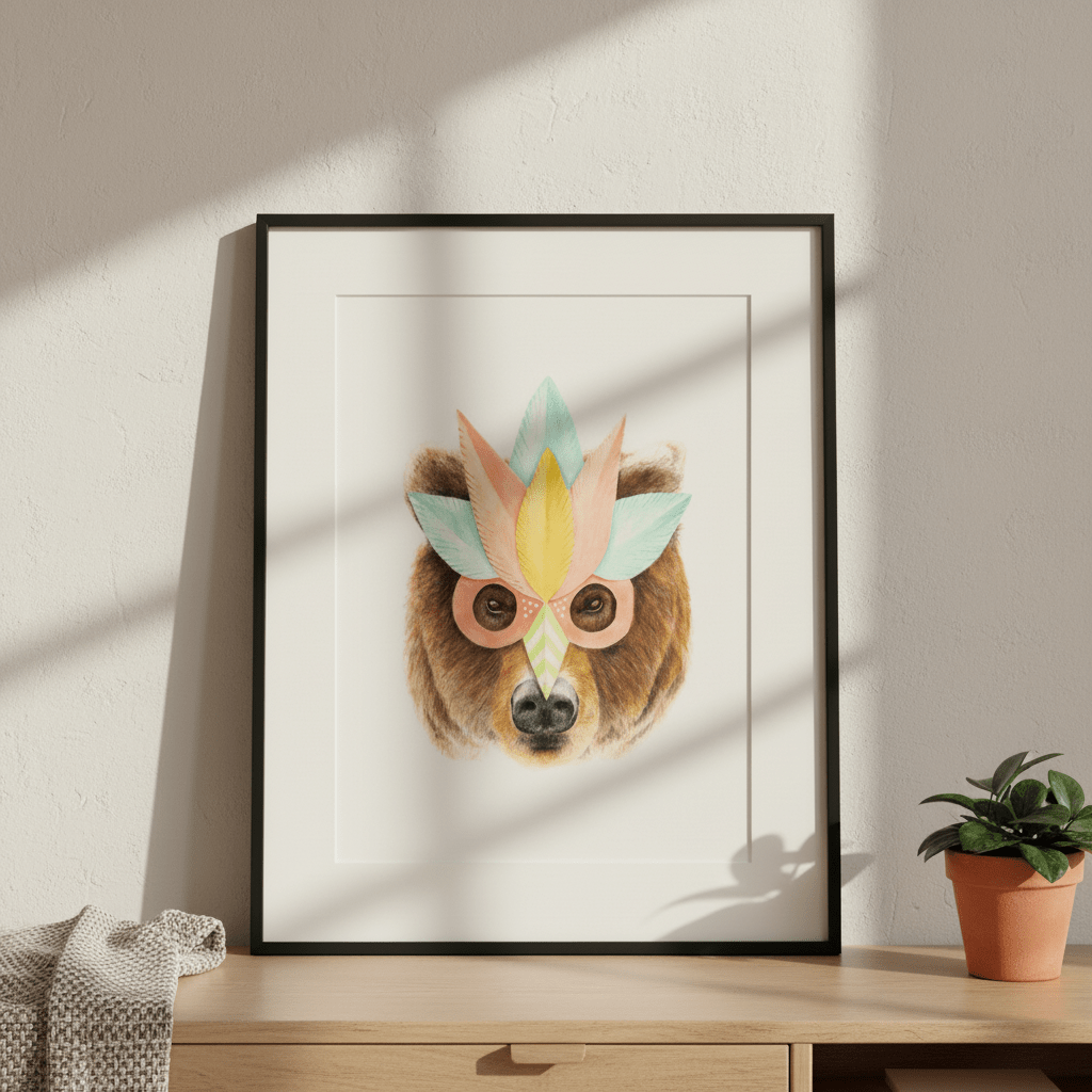 Bear Paper Mask by Florent Bodart wall - art - picture - poster
