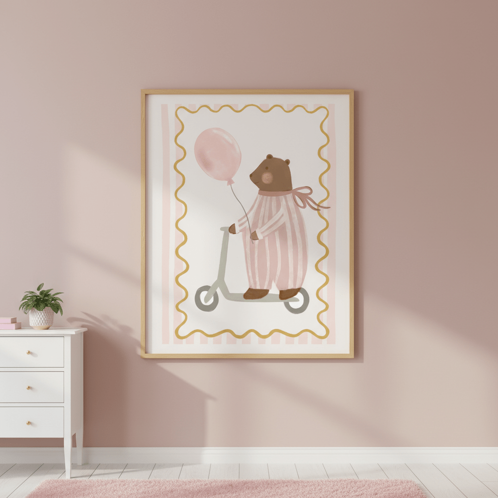 Bear with Pink Balloon by Menina Lisboa wall - art - picture - poster