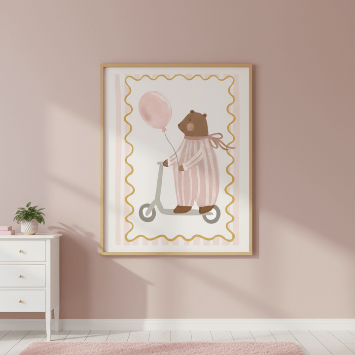 Bear with Pink Balloon by Menina Lisboa wall - art - picture - poster