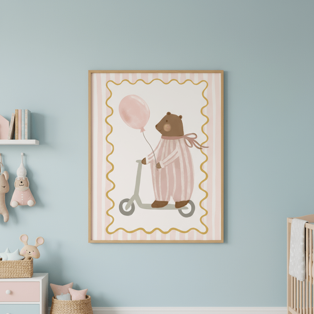Bear with Pink Balloon by Menina Lisboa wall - art - picture - poster