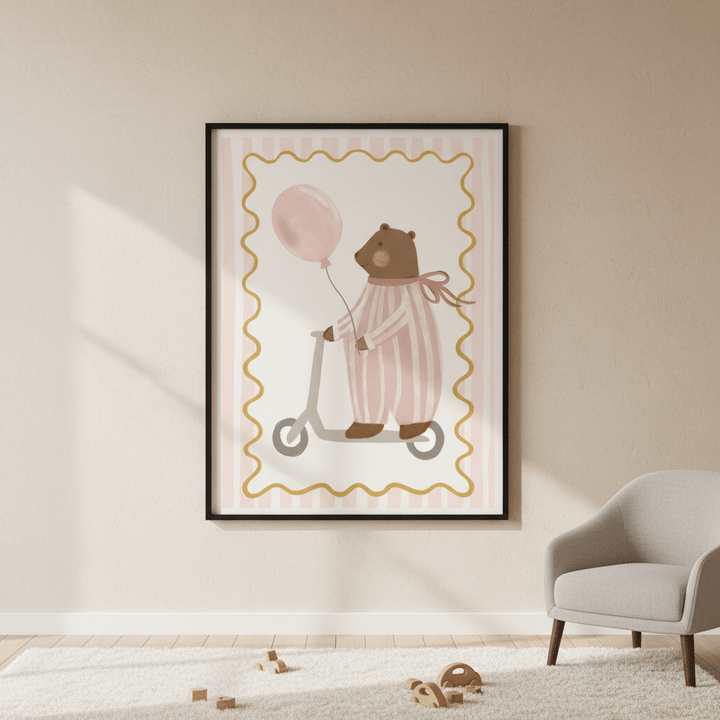 Bear with Pink Balloon by Menina Lisboa wall - art - picture - poster