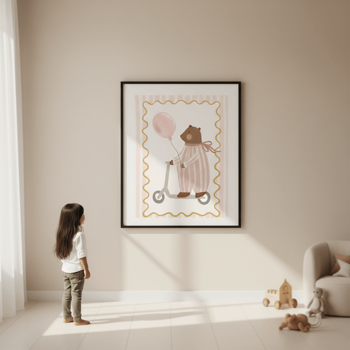 Bear with Pink Balloon by Menina Lisboa wall - art - picture - poster
