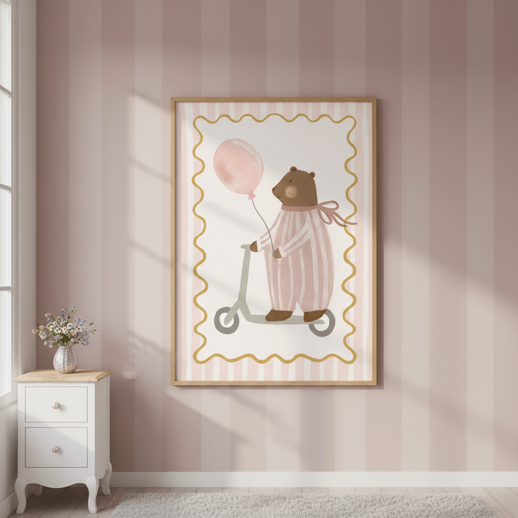 Bear with Pink Balloon by Menina Lisboa wall - art - picture - poster