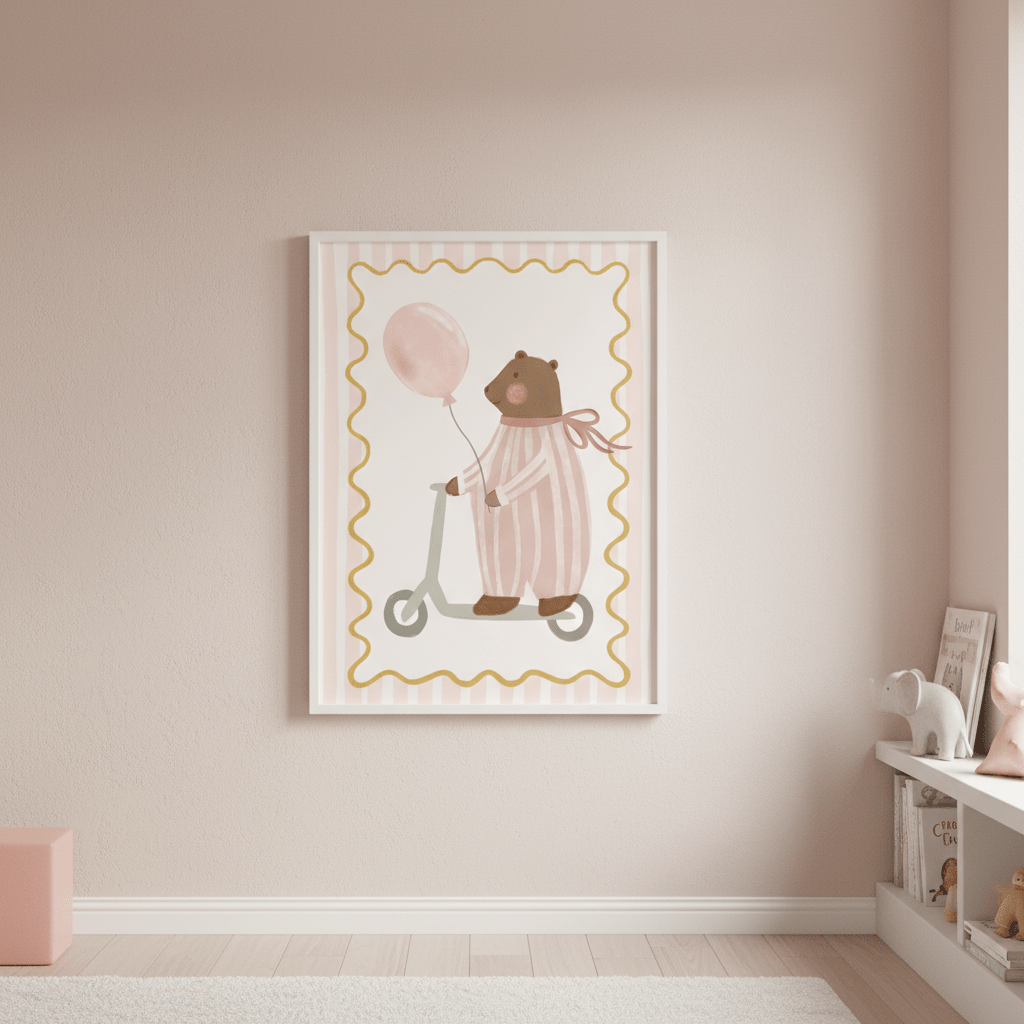 Bear with Pink Balloon by Menina Lisboa wall - art - picture - poster