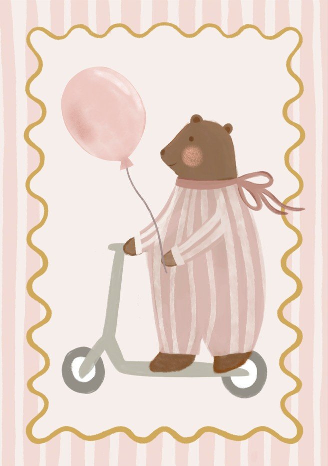Bear with Pink Balloon by Menina Lisboa