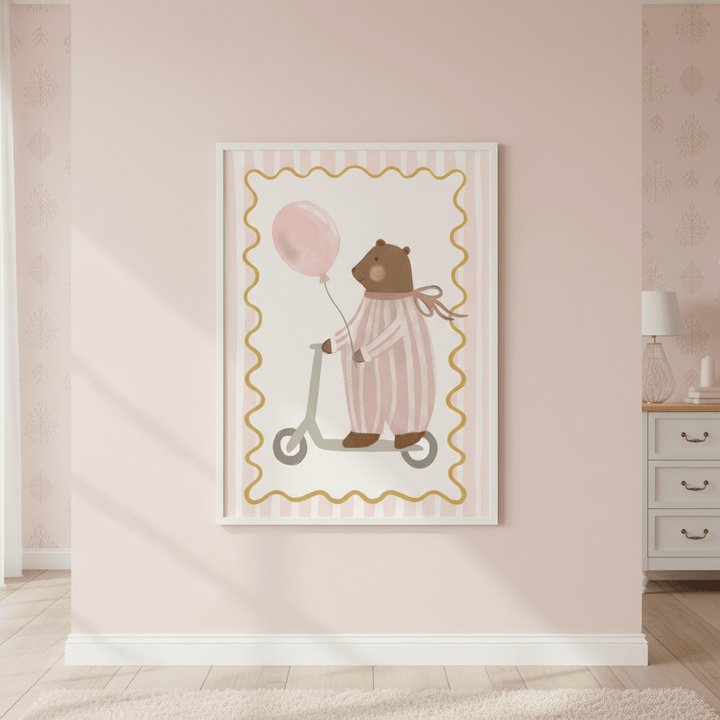 Bear with Pink Balloon by Menina Lisboa wall - art - picture - poster