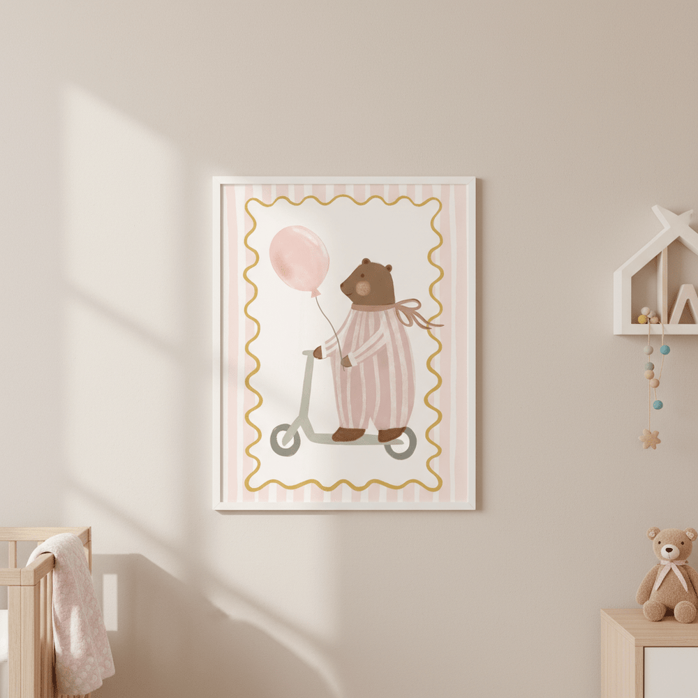 Bear with Pink Balloon by Menina Lisboa wall - art - picture - poster