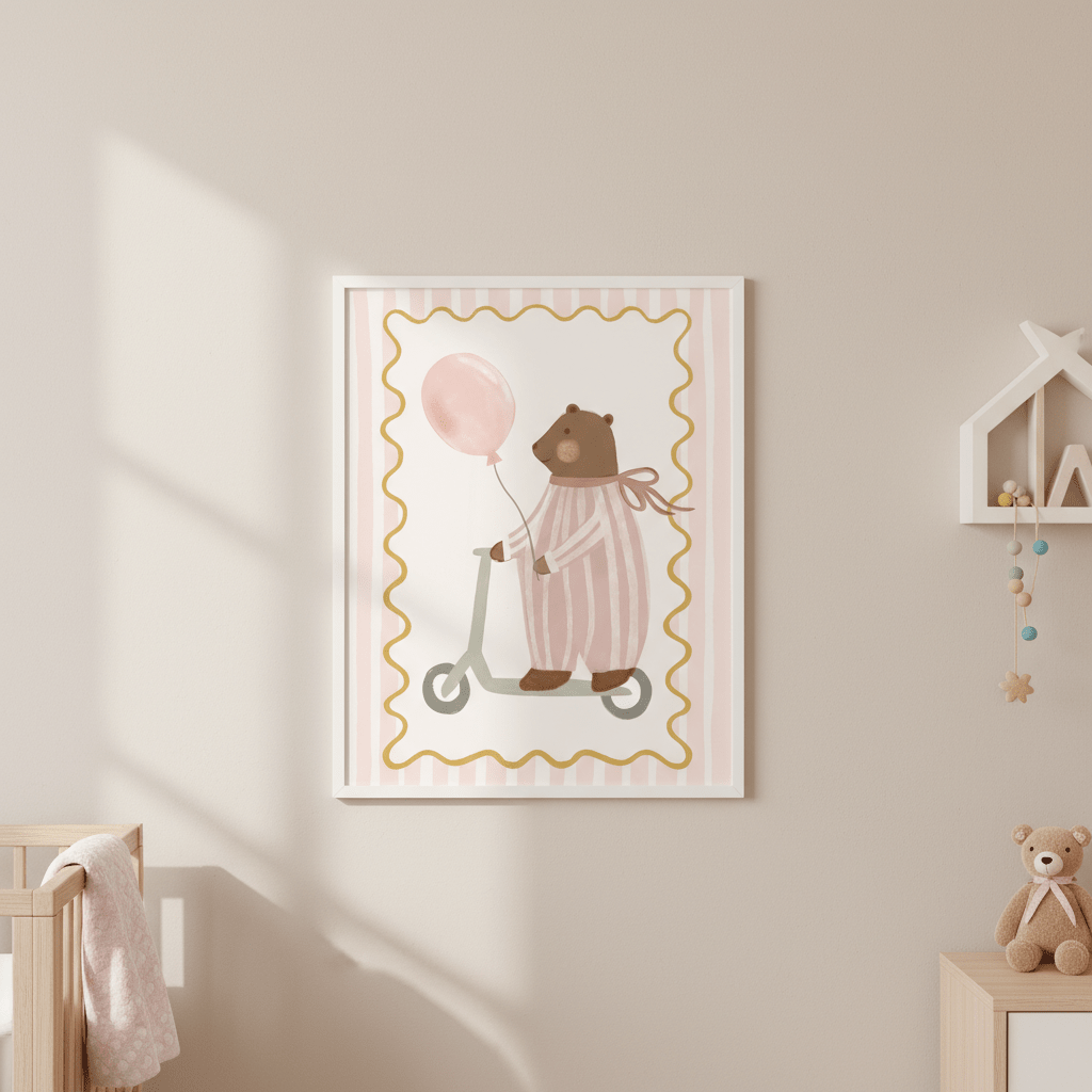 Bear with Pink Balloon by Menina Lisboa wall - art - picture - poster