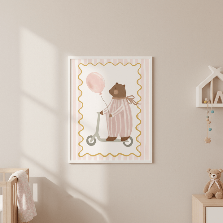 Bear with Pink Balloon by Menina Lisboa wall - art - picture - poster