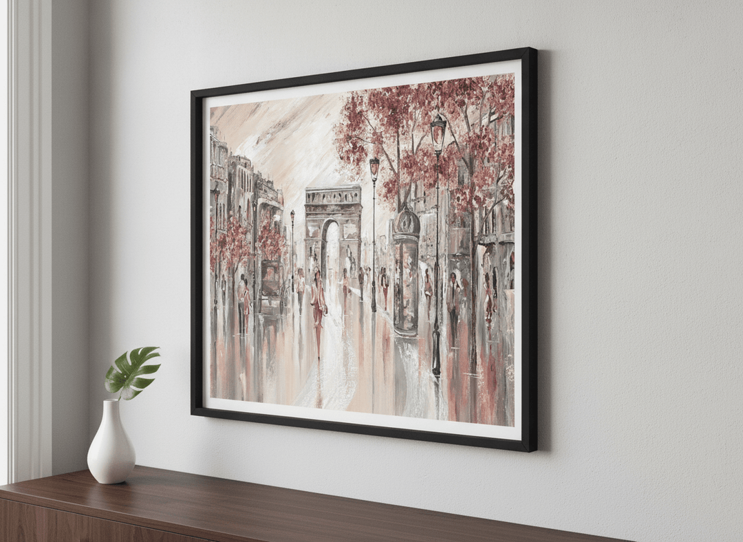 Contemporary wall art featured in a bright modern office workspace