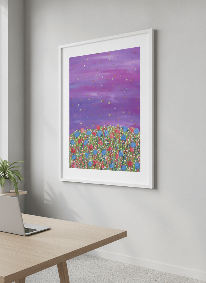Contemporary wall art featured in a bright modern office workspace