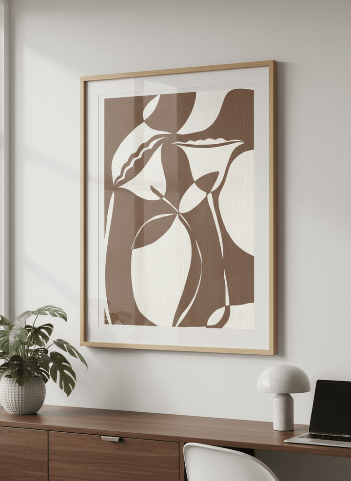 Contemporary wall art featured in a bright modern office workspace
