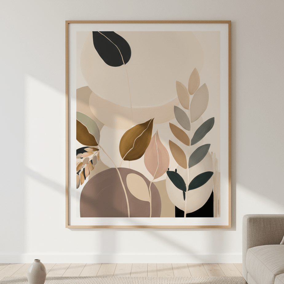 Beauty in Beige Foliage by Bella Eve wall - art - picture - poster